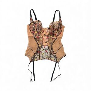 Adore Me Floral Shapewear Corset - Black and Tan